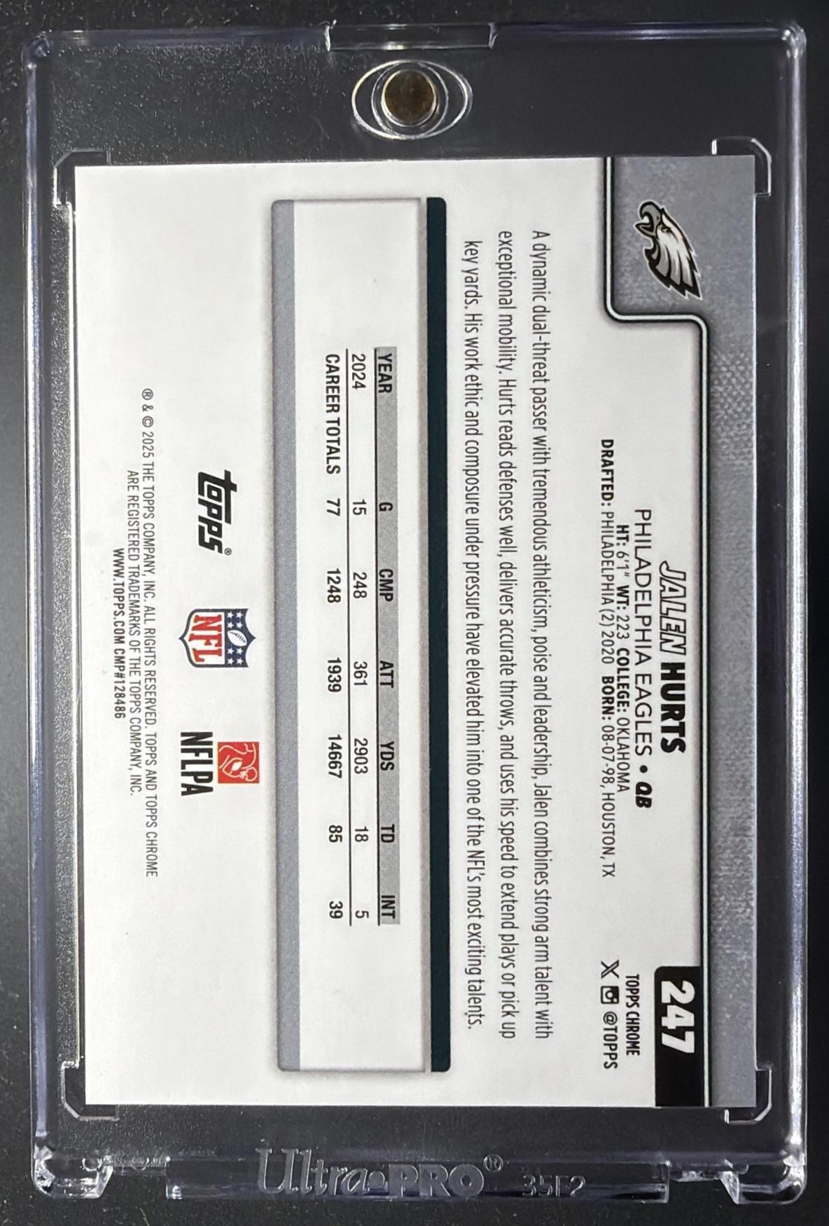 2025 Topps Chrome Jalen Hurts #247 Image Variation Orange Geometric Refractor /25 SP
