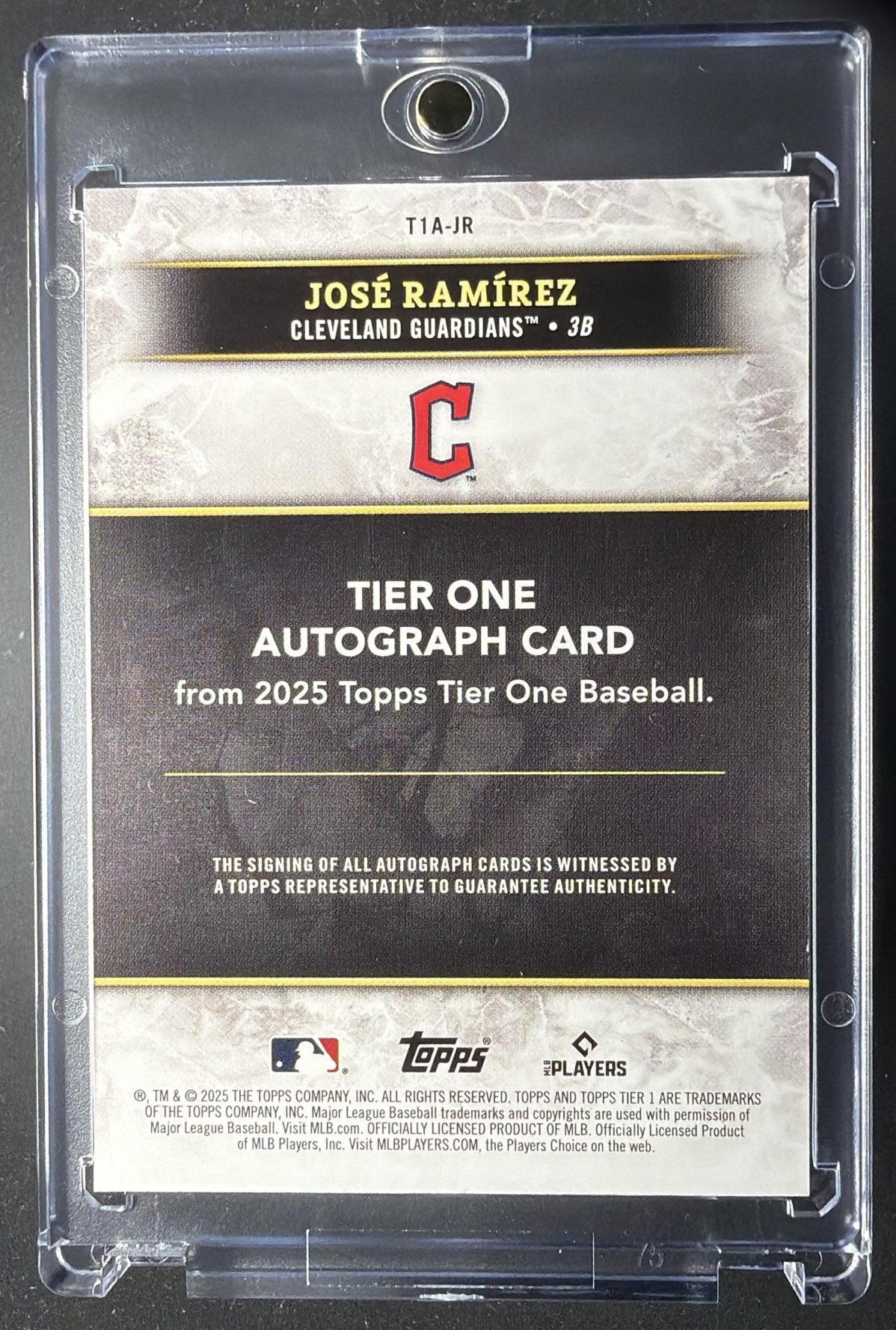2025 Topps Tier One Jose Ramirez #T1A-JR Auto Blue Foil 45/49