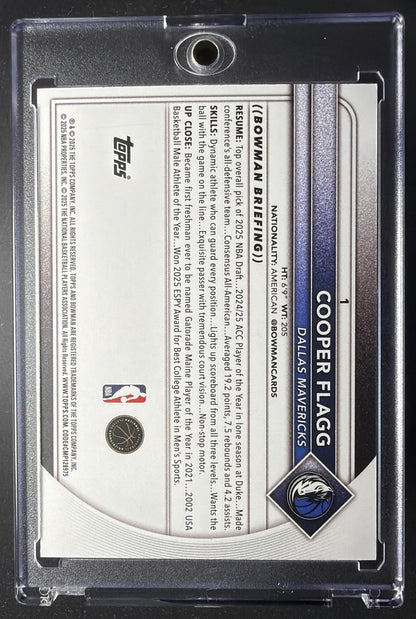 2025-26 Bowman Cooper Flagg #1 Pink Border 166/175 RC
