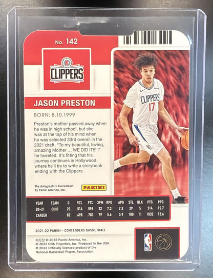 2021-22 Panini Contenders NBA Jason Preston #142 Rookie Ticket Auto 14/17 RC