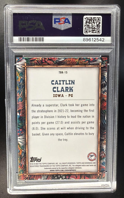2022-23 Bowman Chrome University Caitlin Clark #TBK-15 The Big Kahuna PSA 9
