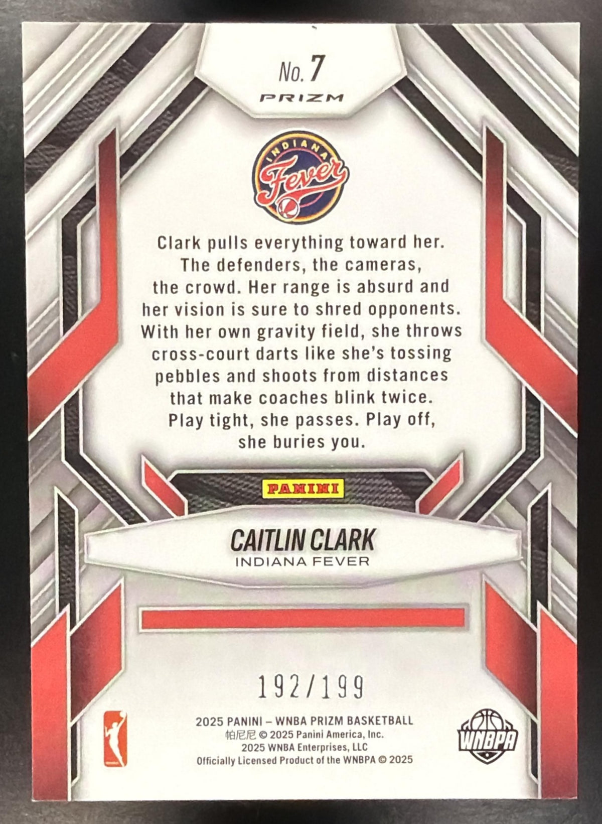 2025 Panini WNBA Prizm Caitlin Clark #7 Fearless Blue Pulsar 192/199