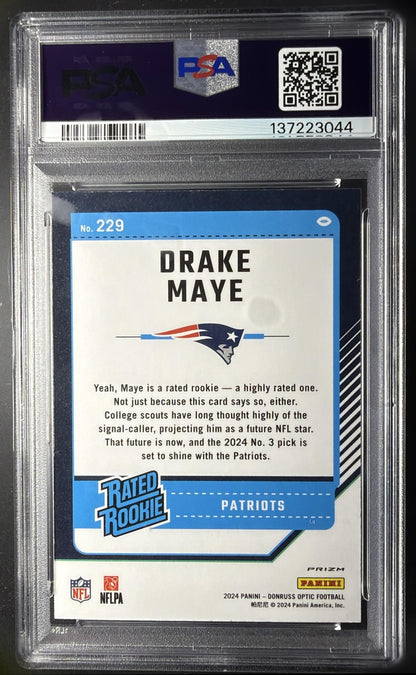 2024 Panini Donruss Optic Drake Maye #229 Stars Rated Rookie PSA 9