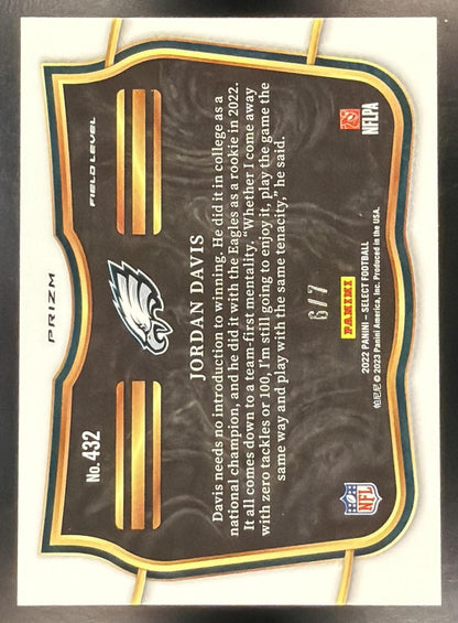 2022 Select Football Jordan Davis #432 Field Level Orange Pulsar FOTL 6/7 RC