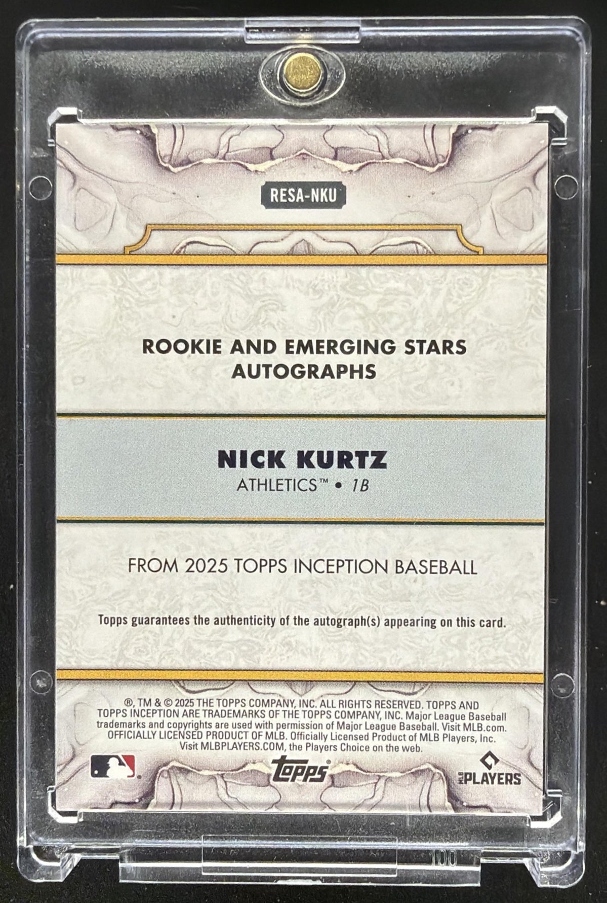2025 Topps Inception Nick Kurtz #RESA-NKU Rookie Auto /199 Purple