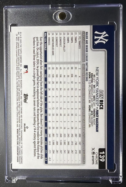 2025 Topps Chrome Logofractor Ben Rice Blue /150 #139 RC