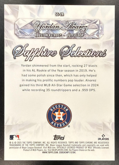 2025 Topps Chrome Sapphire Yordan Alvarez #SS-28 Sapphire Selections