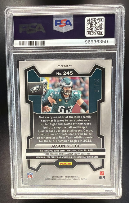 2023 Panini Prizm Jason Kelce #245 Red Sparkle PSA 9