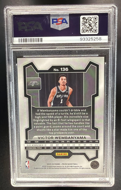 2023-24 Panini Prizm Victor Wembanyama #136 RC PSA 9