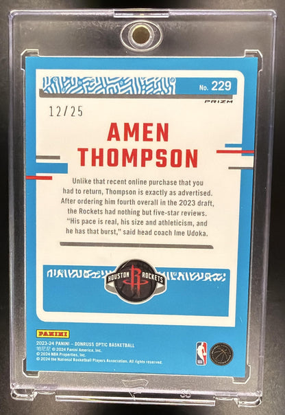 2023 Panini Donruss Optic Amen Thompson #229 Fast Break Pink /25 RC Rated Rookie