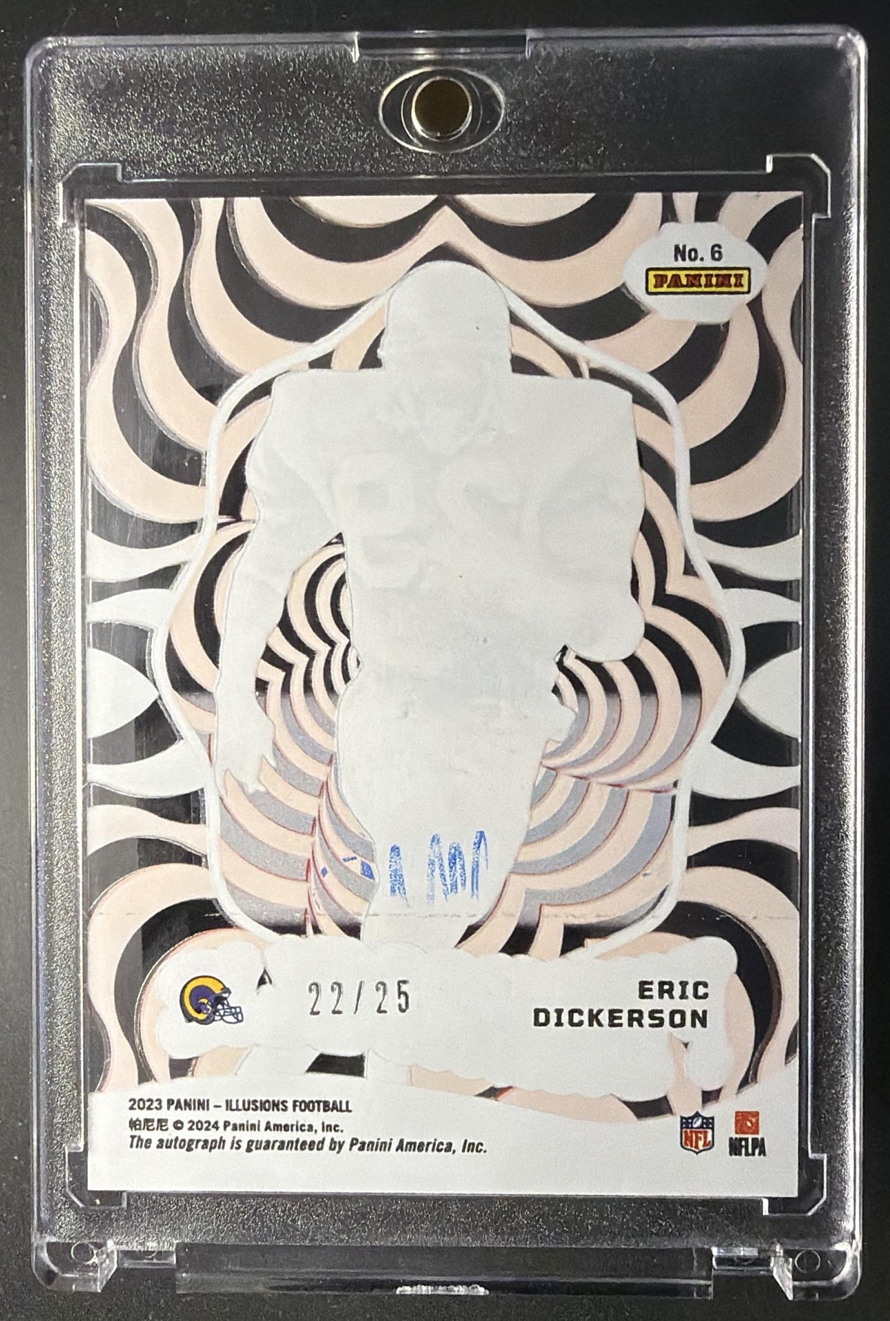 2023 Panini Illusions Eric Dickerson #6 Funkadelic Signatures Red 22/25 Auto