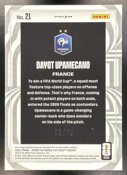 2026 Panini Prizm World Cup Dayot Upamecano #21 Screamers Breakaway Gold 03/10