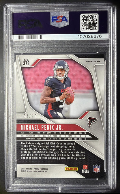 2024 Panini Prizm Michael Penix Jr. #378 Green Scope 54/75 RC PSA 9