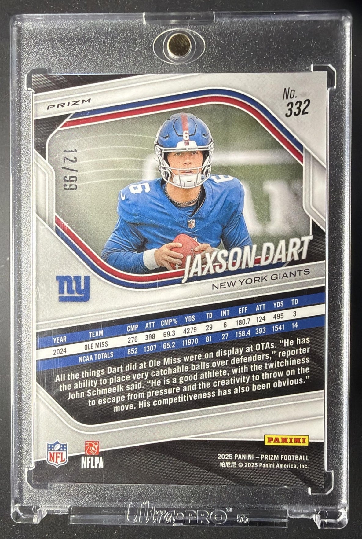 2025 Panini Prizm Jaxson Dart #332 Purple Wave 12/99 RC