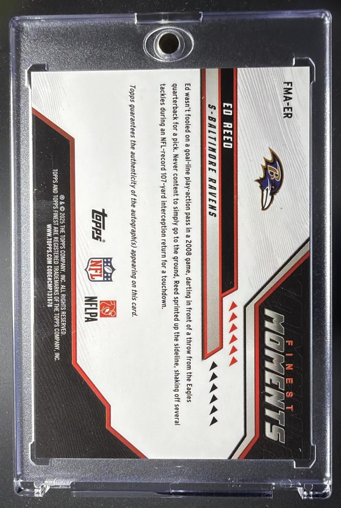2025 Topps Finest Ed Reed #FMA-ER Moments Auto