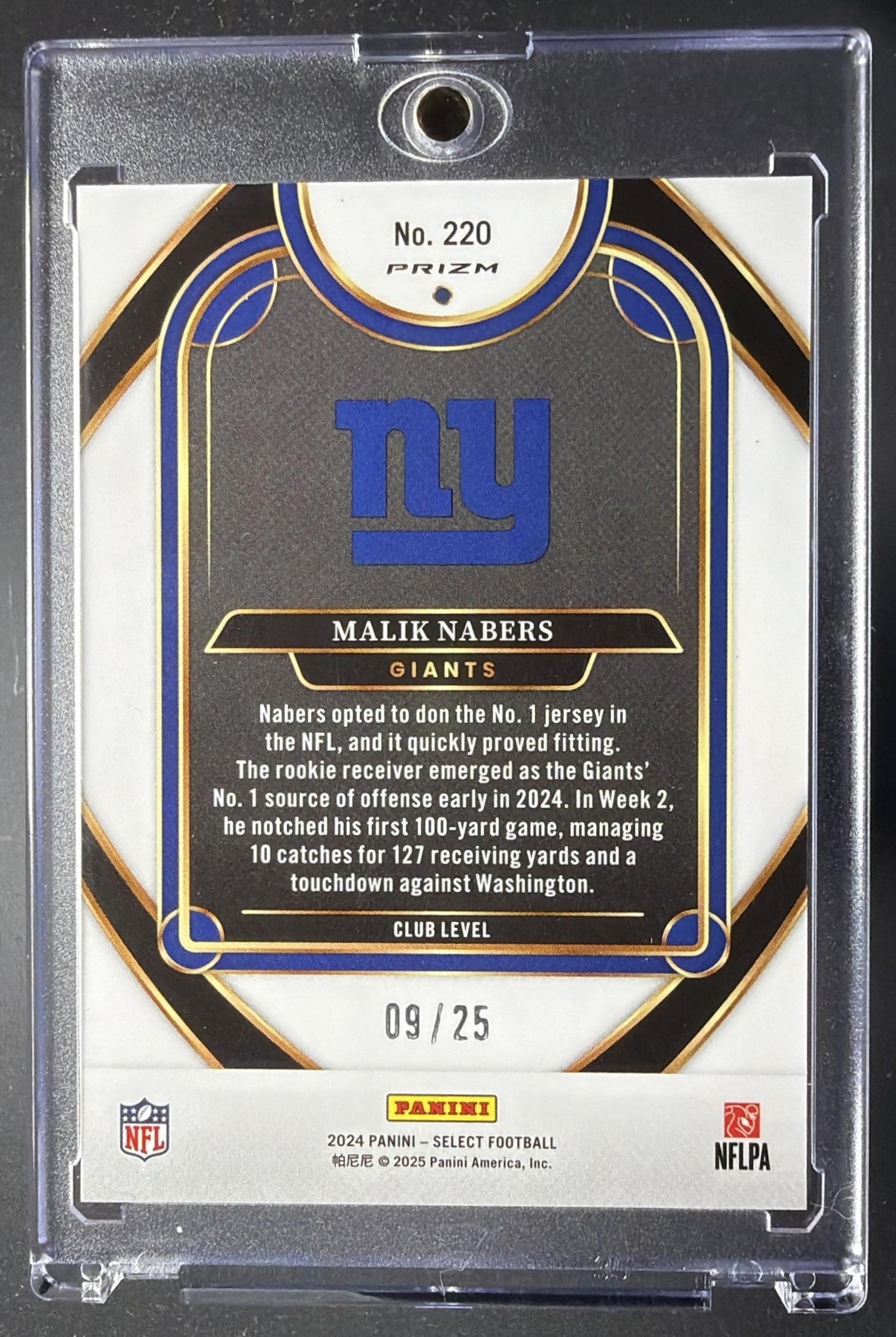2024 Panini Select Malik Nabers #220 Club Tie Dye Prizm 9/25 RC