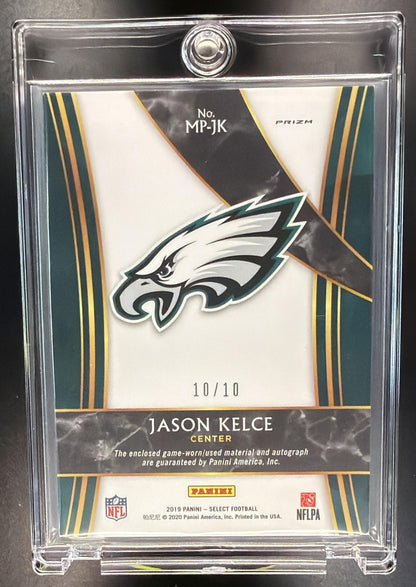 2019 Panini Select Jason Kelce #MP-JK Signature Gold Prizm /10 Patch Auto