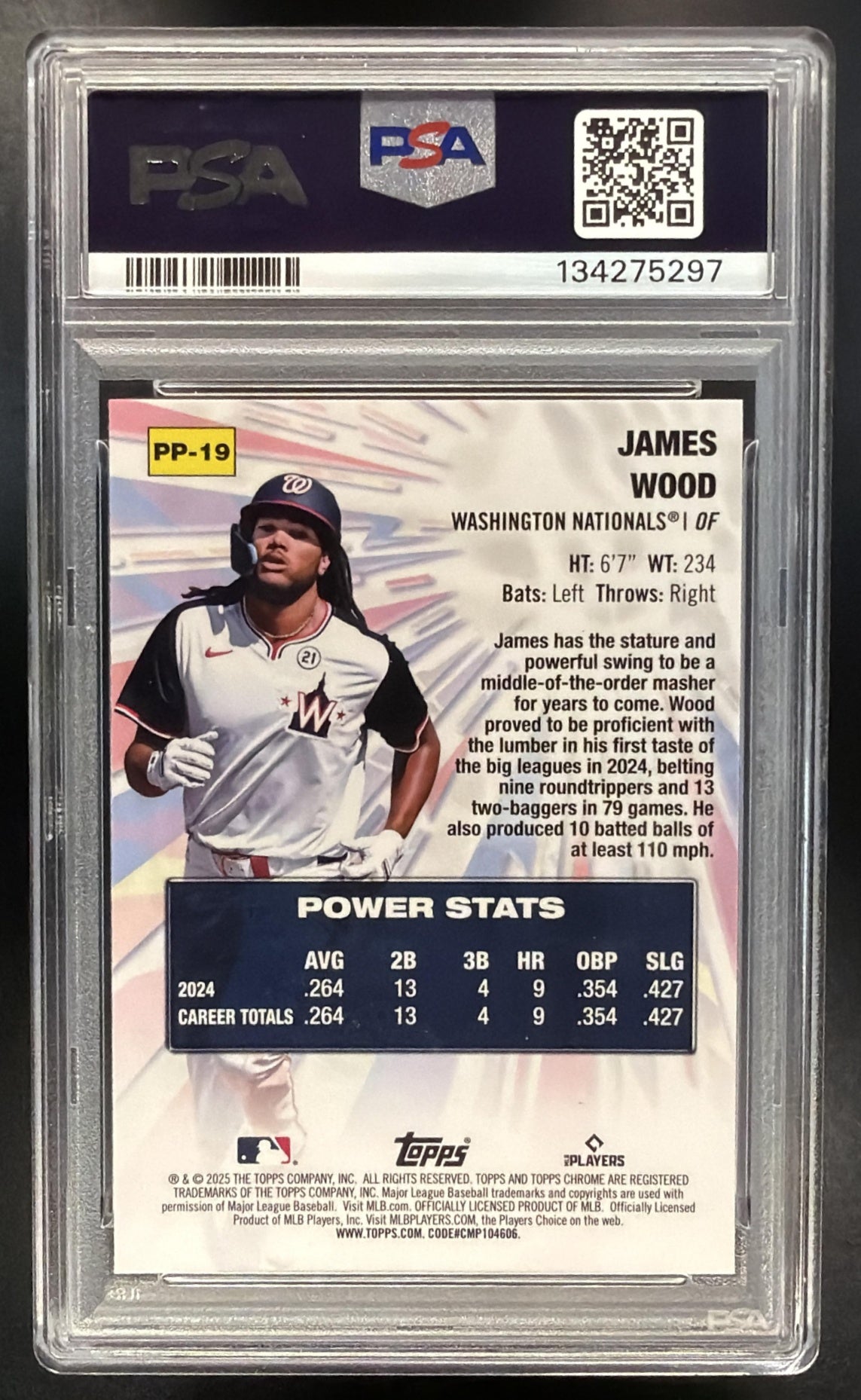2025 Topps Chrome James Wood #PP-19 Power Players PSA 10