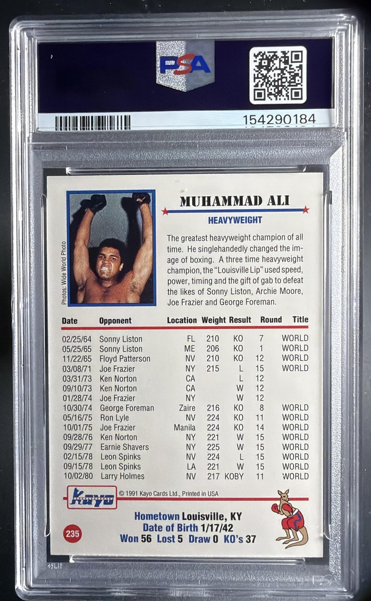 1991 Kayo Muhammad Ali #235 PSA 9