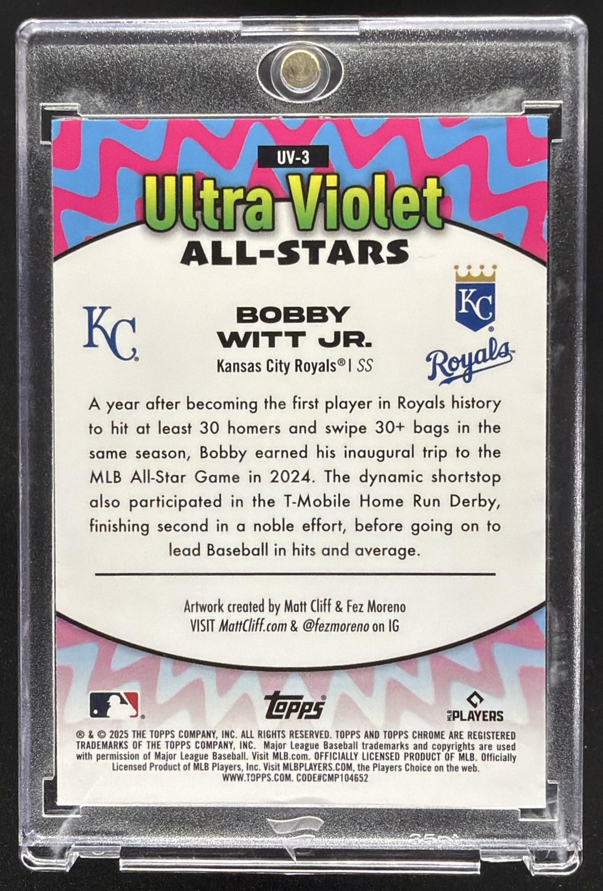 2025 Topps Chrome Bobby Witt Jr. #UV-3 Ultraviolet All-Stars
