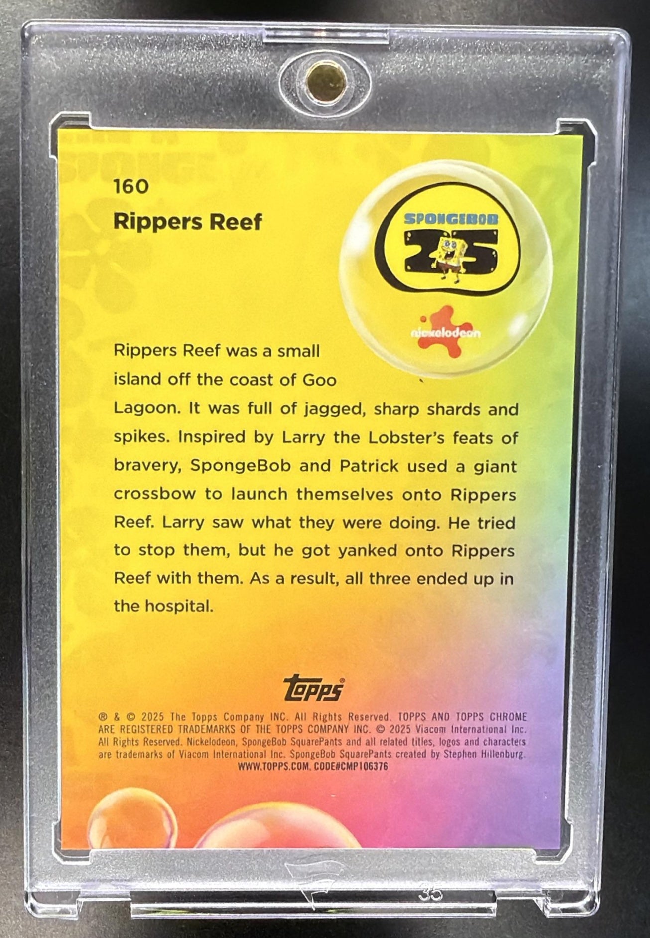 2025 Topps Chrome SpongeBob SquarePants 25th Anniversary Rippers Reef #160 Black Sapphire /10