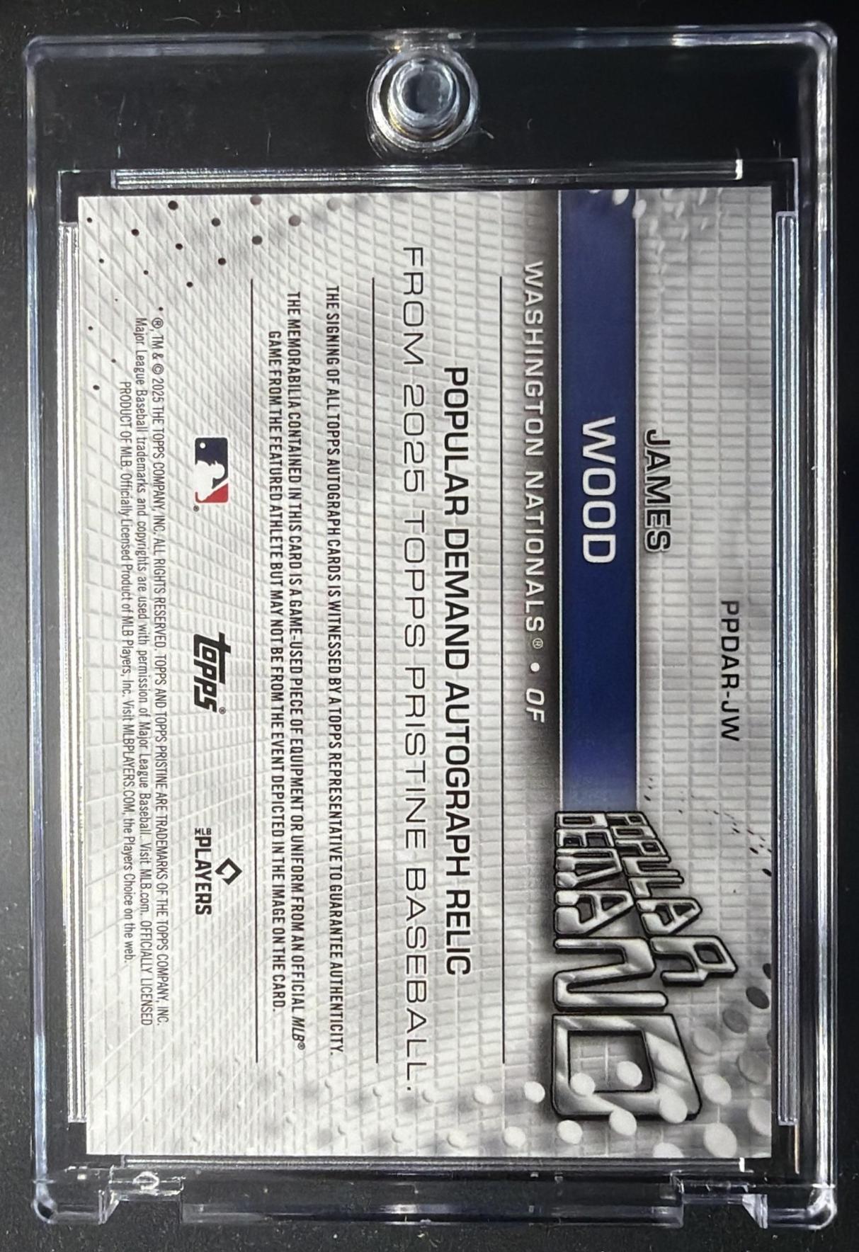 2025 Topps Pristine James Wood #PPDAR-JW Popular Demand Patch Auto Gold Refractor /50 RC