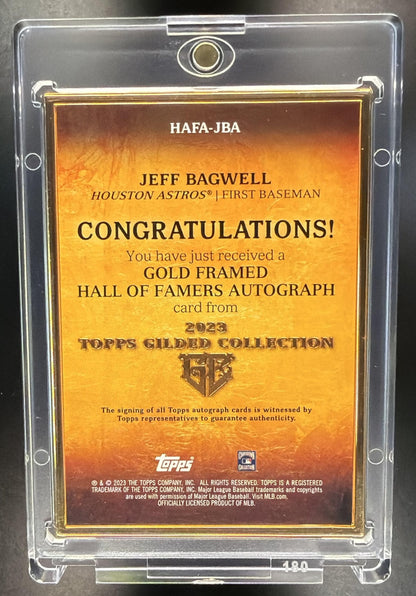 2023 Topps Gilded Collection Jeff Bagwell #HAFA-JBA Gold Framed Hall of Famers Auto /50