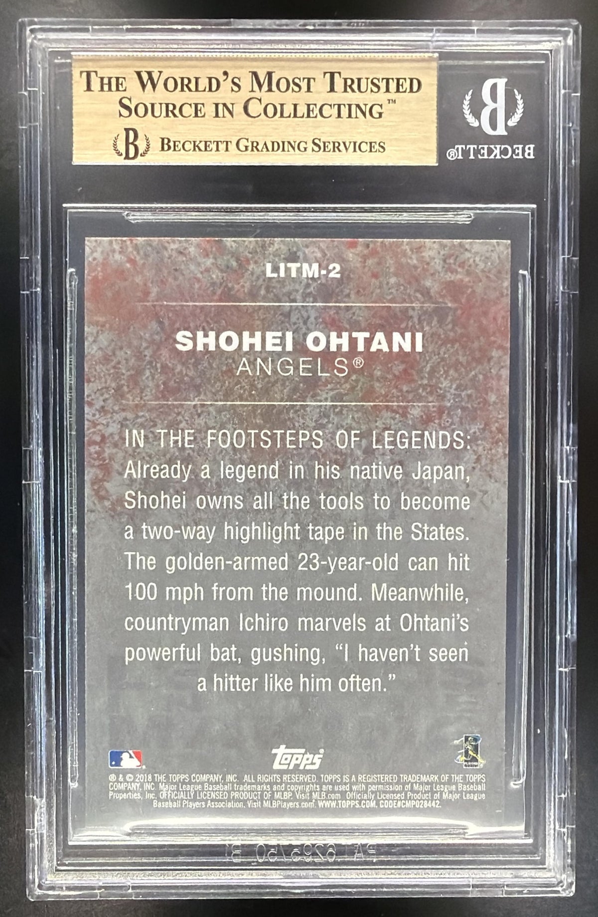 2018 Topps Shohei Ohtani #LITM-2 Legends in the Making Series 2 RC BGS 9.5