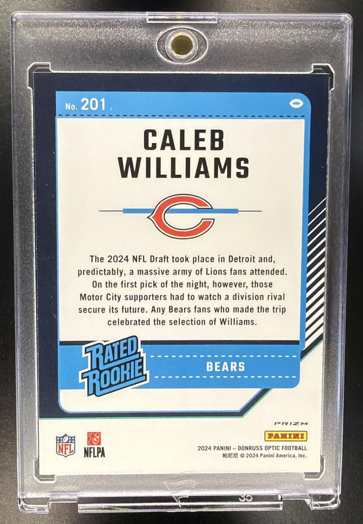2024 Panini Donruss Optic Caleb Williams #201 Holo Rookie