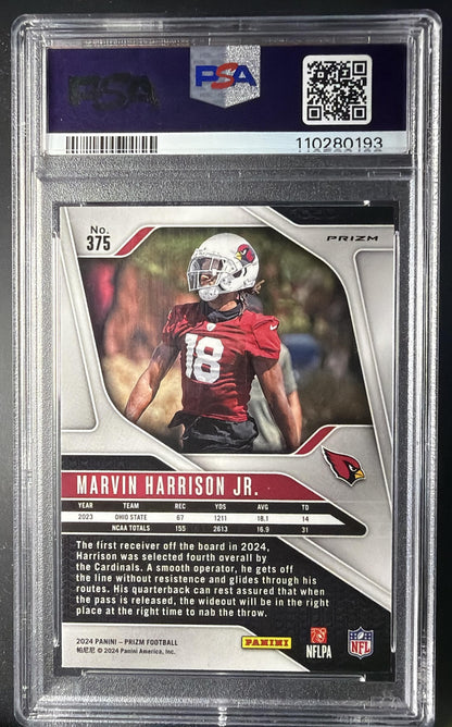 2024 Panini Prizm Marvin Harrison Jr. #375 Silver RC PSA 10