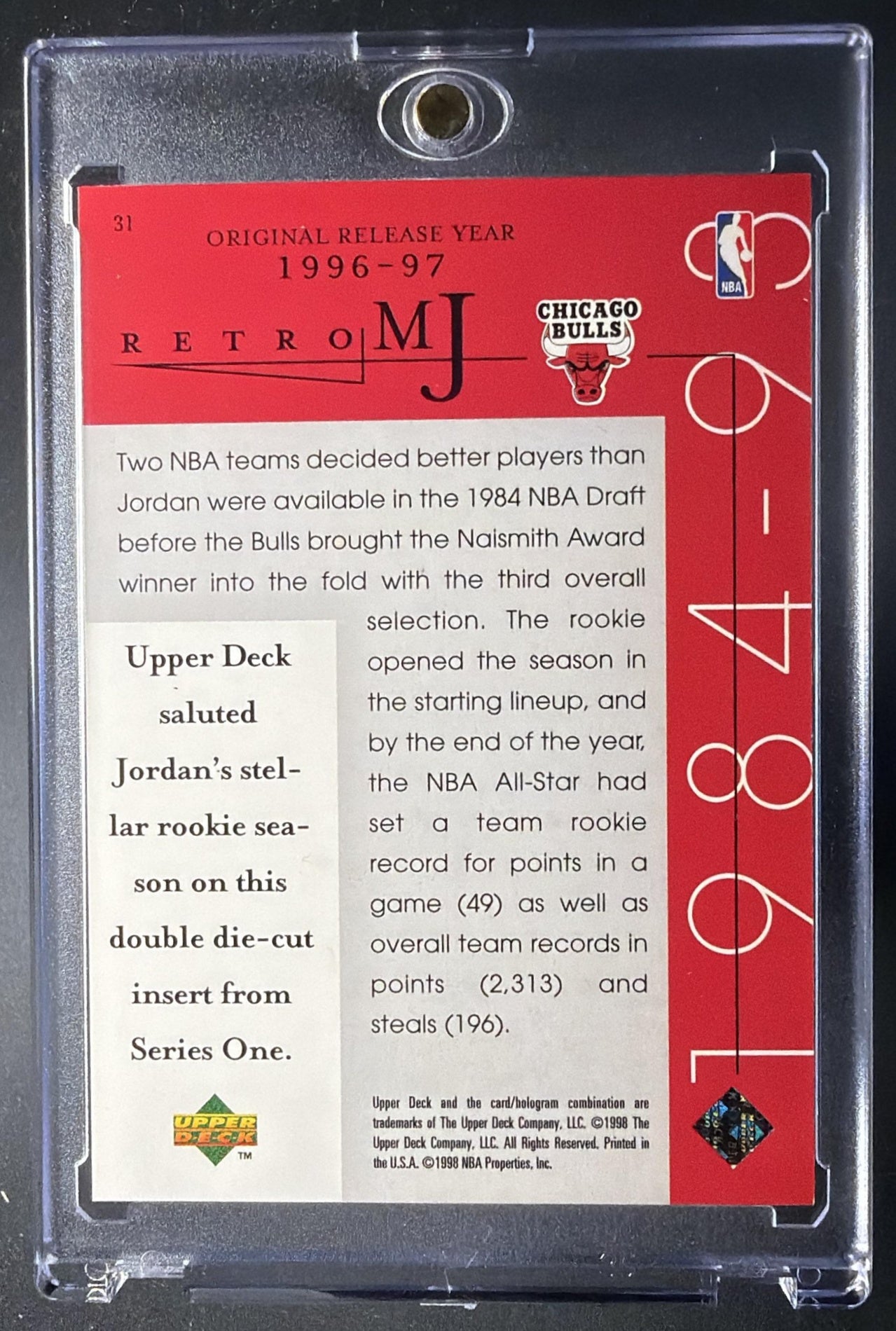 1998-99 Upper Deck Michael Jordan Career Collection MJ Retro 96-97 UD R #31