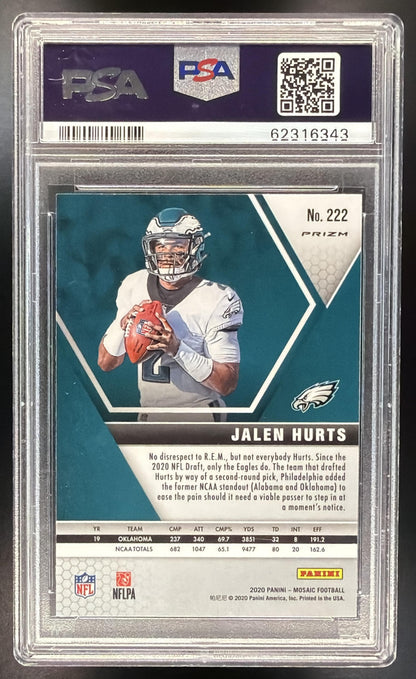 2020 Panini Mosaic Jalen Hurts #222 Prizm Green RC PSA 10 Eagles