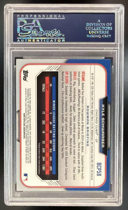 2015 Bowman Kyle Schwarber #BCP58 Chrome Prospects Blue Wave PSA 10