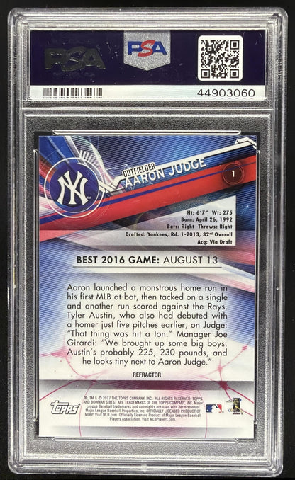 2017 Bowman's Best Aaron Judge #1 Refractor RC PSA 10