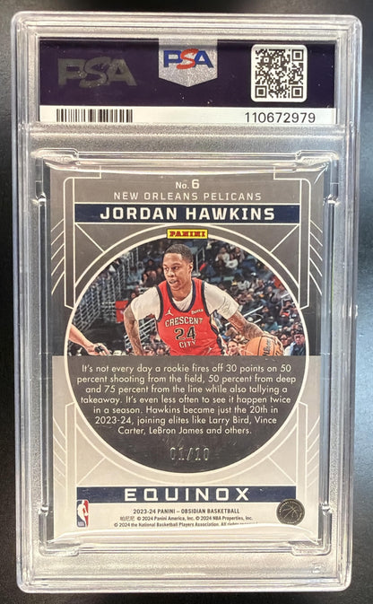 2023 Panini Obsidian Jordan Hawkins #8 Electric Etch Molten Mojo RC PSA 8