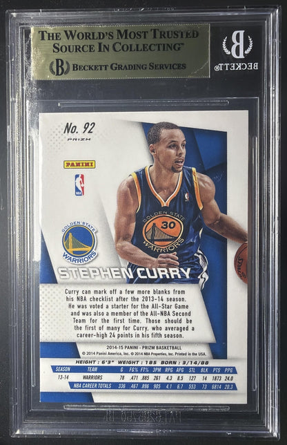 2014-15 Panini Prizm Stephen Curry #92 Prizm Blue and Green Mosaic BGS 9.5