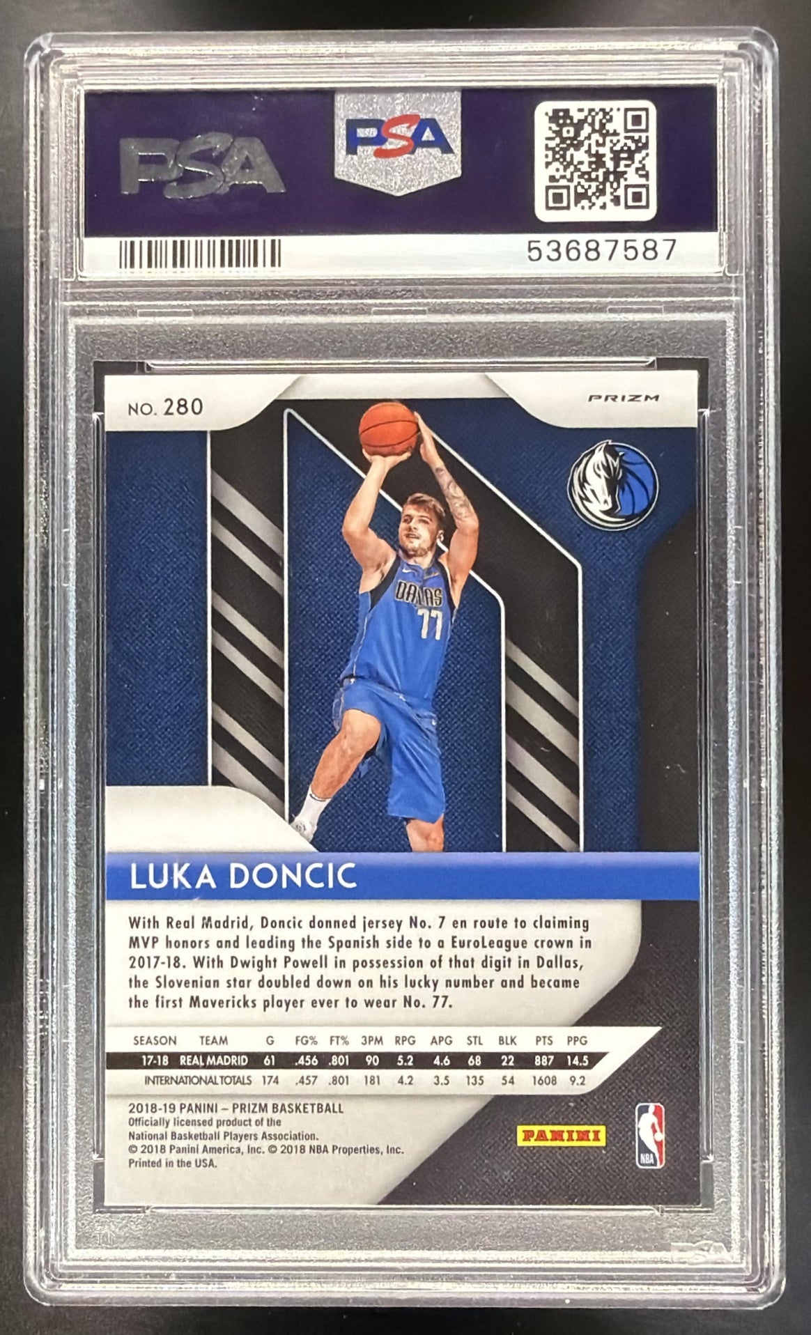 2018-19 Panini Prizm Luka Doncic #280 Prizm Silver RC PSA 9