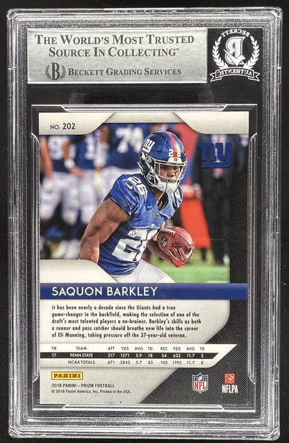 2018 Panini Prizm Saquon Barkley #RI-2 Rookie Auto Beckett Witness Authentic