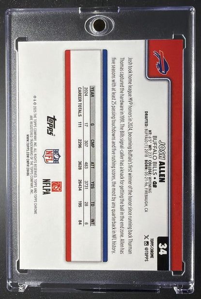 2025 Topps Chrome Josh Allen #34 Image Variation Purple Geometric Refractor /75 SP