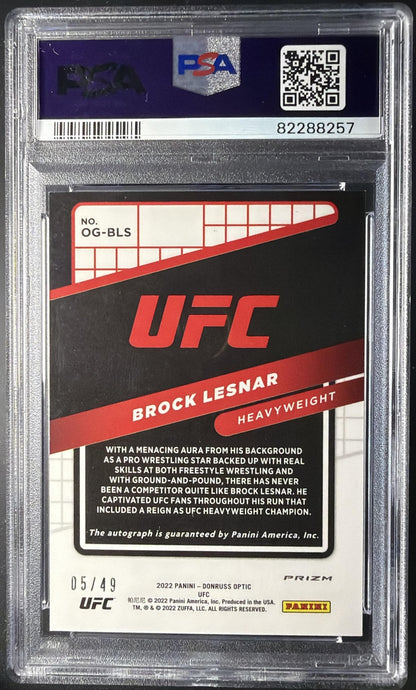 2022 Panini Donruss Optic UFC Brock Lesnar #OG-BLS Opti Graphs Red /49 Auto PSA 10
