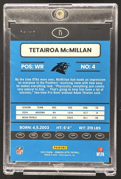 2025 Panini Donruss Optic Tetairoa McMillan #11 2015 Retro Gold /10 RC