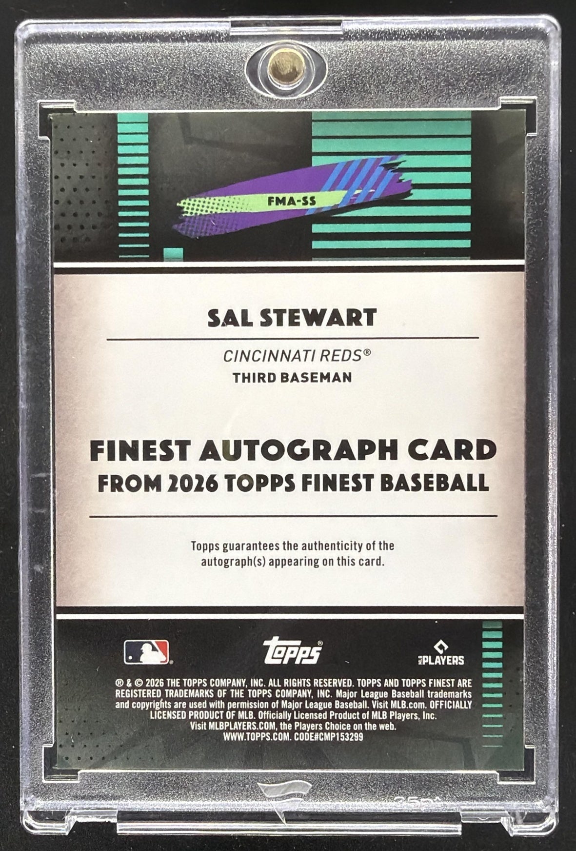 2026 Topps Finest Sal Stewart #FMA-SS Mega Auto Orange Mini-Diamond Refractor /25 RC