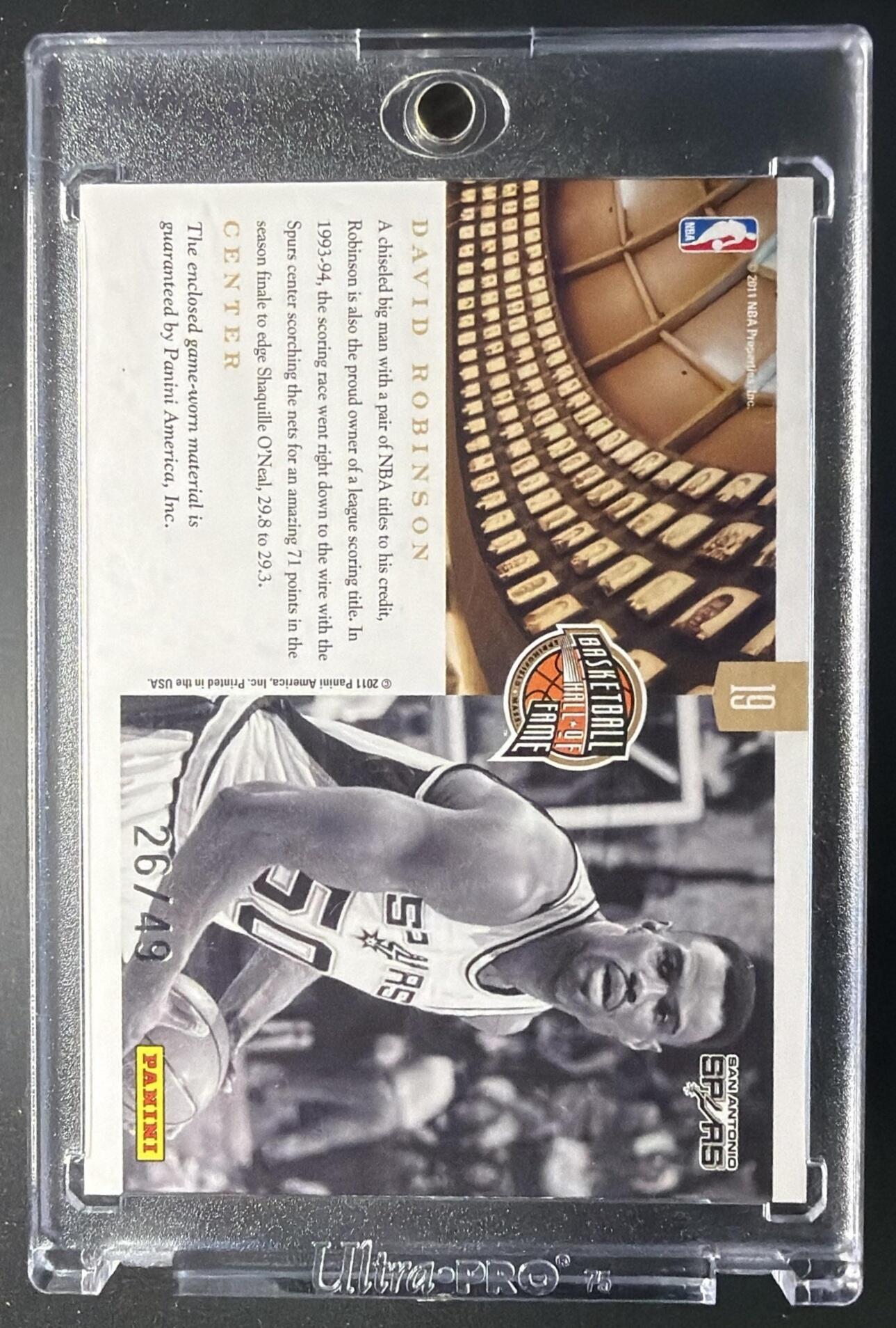 2011-12 Panini National Treausres David Robinson #5 GU Patch 1/25