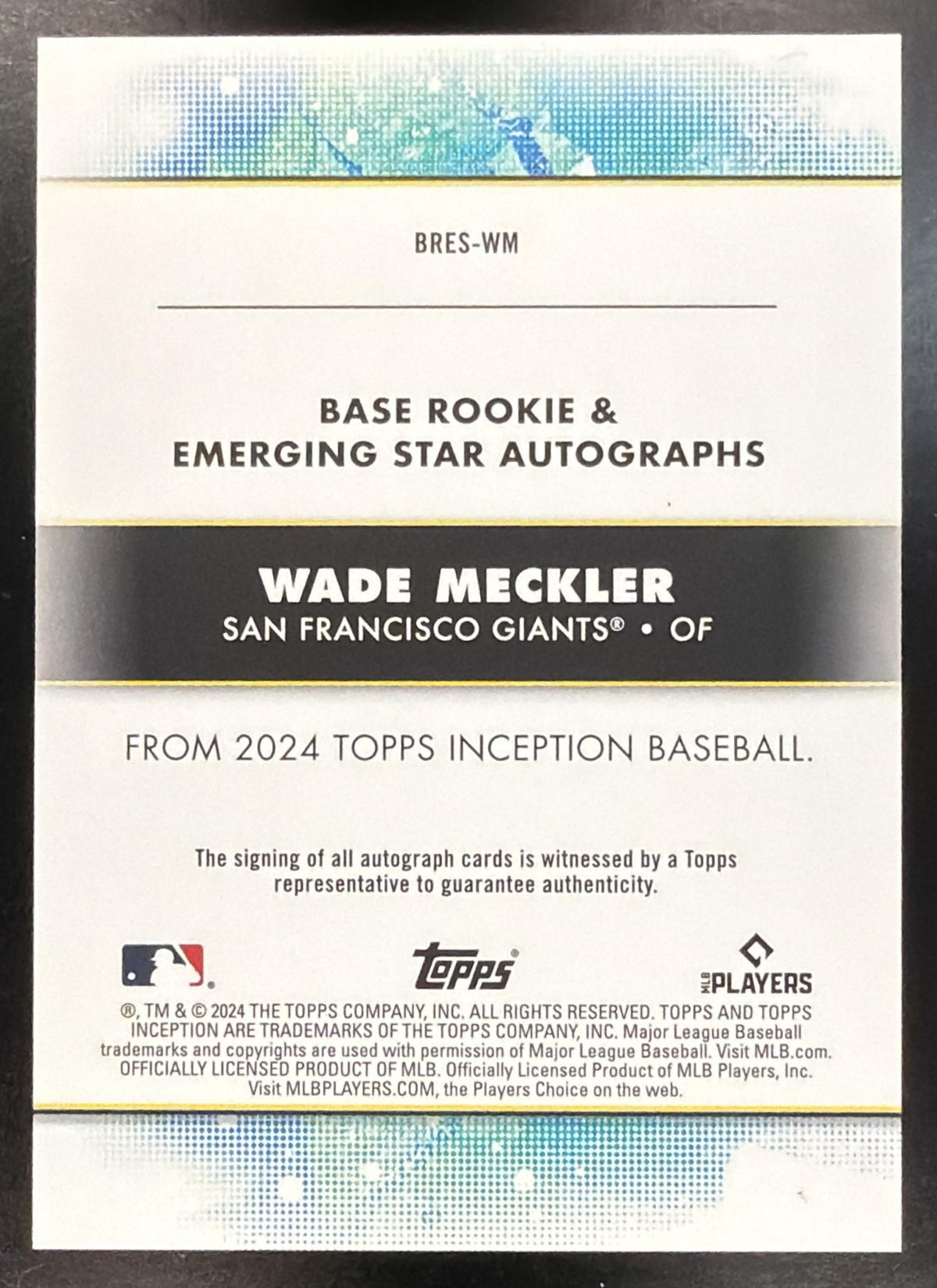 2024 Topps Inception Wade Meckler #BRES-WM Rookies and Emerging Star Auto Orange /25 RC