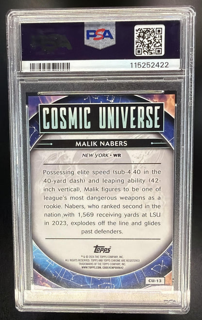 2024 Topps Cosmic Chrome Malik Nabers #CU-13 Universe RC PSA 10