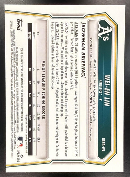 2026 Bowman Sapphire Wei-En Lin #BSPA-WL Chrome Auto 193/199 1st Prospect
