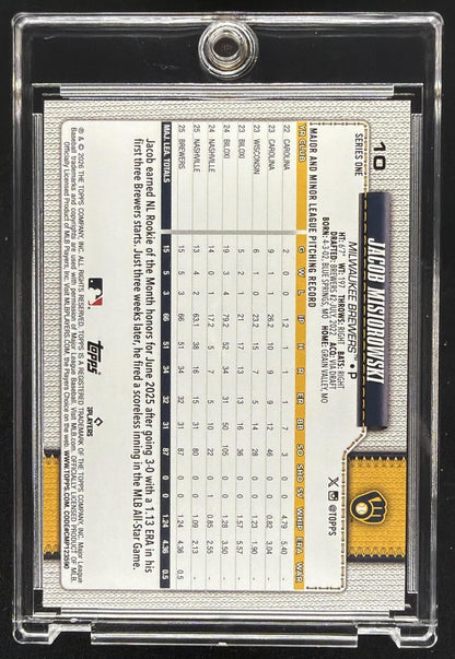 2026 Topps Series 1 Jacob Misiorowski #10 RC Mascot Celebration
