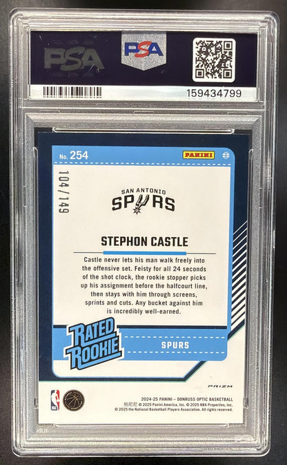2024 Panini Donruss Optic Stephon Castle #254 Green Shock Prizm /149 RC Rated Rookie PSA 10