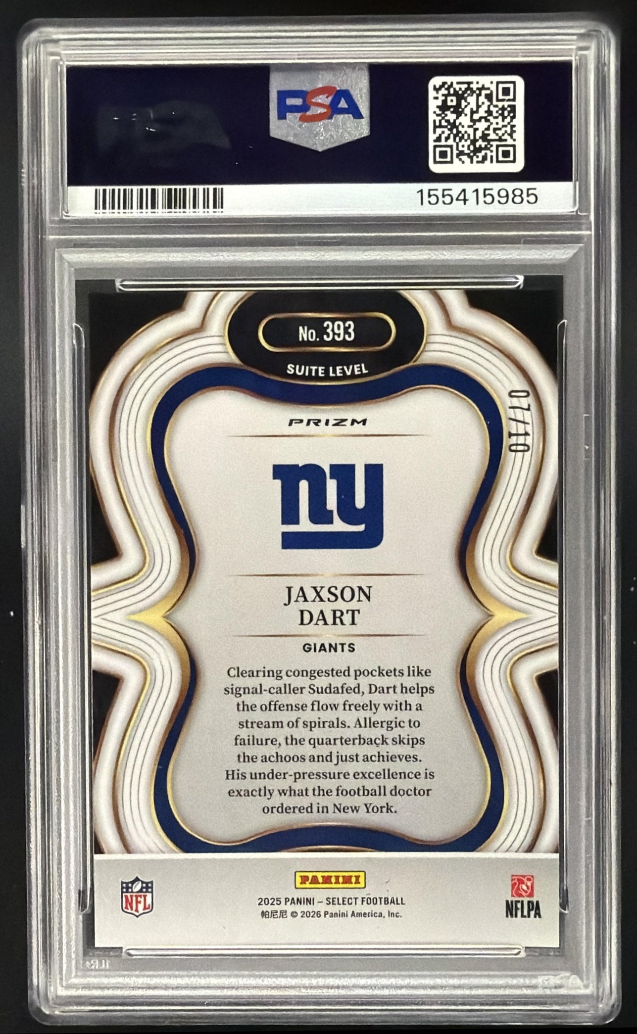 2025 Select Jaxson Dart Gold Disco /10 Rookie PSA 10