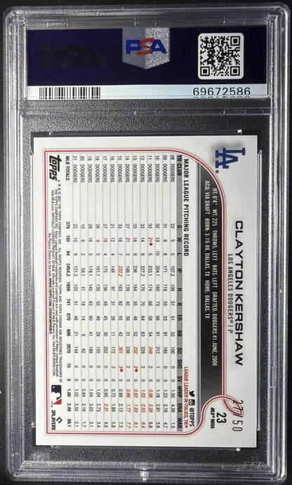 2022 Topps Chrome Logofractor Clayton Kershaw #23 Gold Logofractor /50 PSA 9